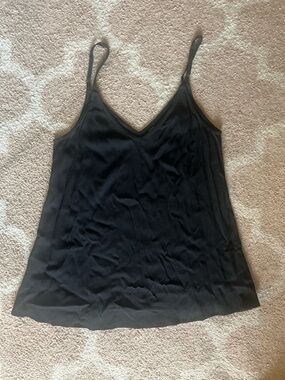 Francesca’s Black V-Neck Crepe Camisole with Adjustable Straps
